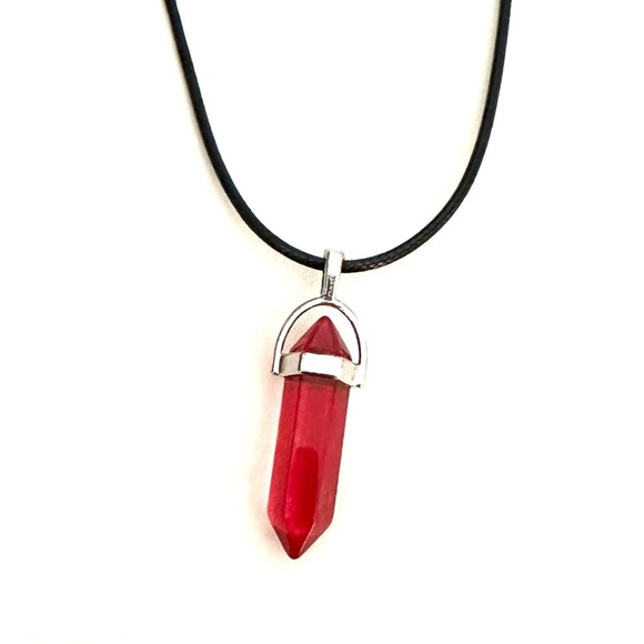 Jewelry - ⭐️ 5 for $25 Hexagonal Crystal Pendant Necklace Black Braided Cord